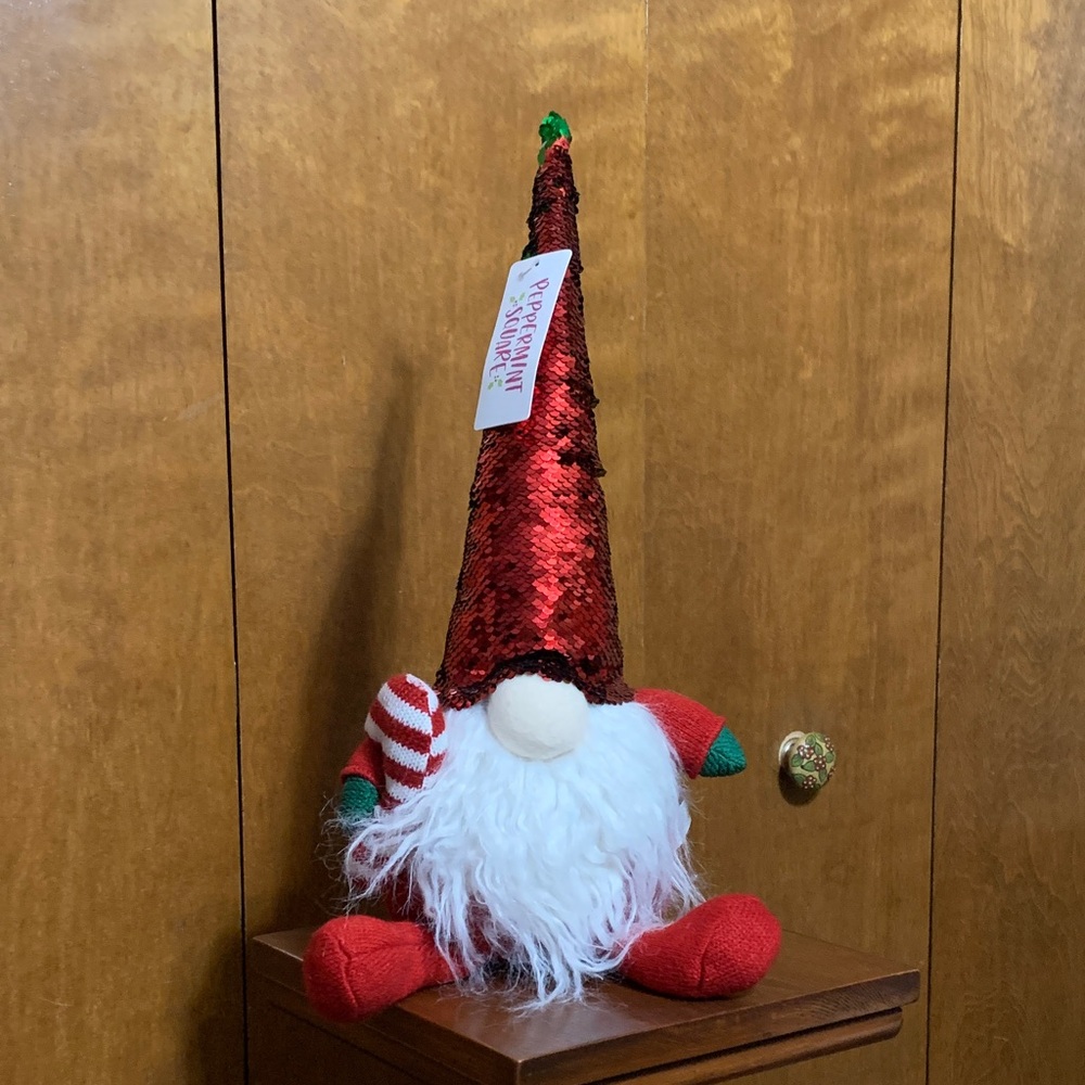 Peppermint Square - Red, White , Green Holiday Gnome. NWT